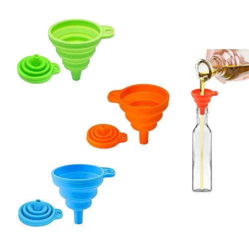 Práctico juego de embudos de silicona para facilitar la cocina diaria